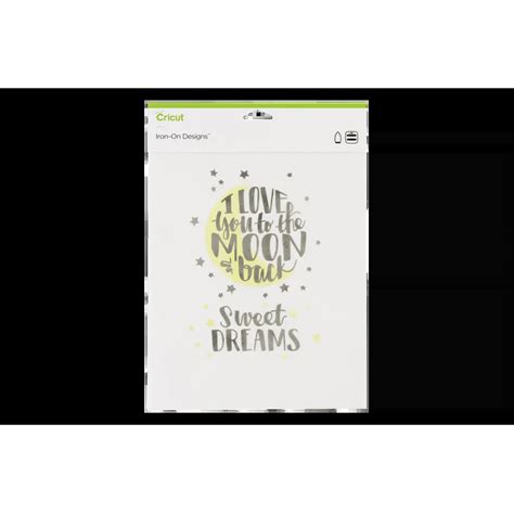 Cricut Iron On Designs Love You To The Moon 8.5X12; 1 large, ready-to-apply design; Create T-shirts, tote bags, hoodies, throw pillows, and more; Use as is or personalize with designs cut by your Cricut® machine; Get amazing, proven results with Cricut EasyPress™ or use household iron